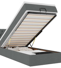 Ottoman-Bett mit Matratze & LEDs Dunkelgrau 100x200 cm Stoff