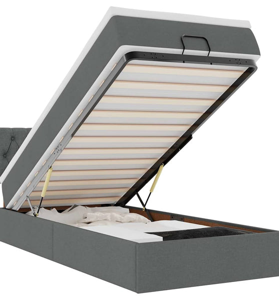 Ottoman-Bett mit Matratze & LEDs Dunkelgrau 100x200 cm Stoff