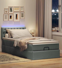 Ottoman-Bett mit Matratze & LEDs Dunkelgrau 100x200 cm Stoff