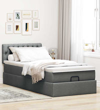 Ottoman-Bett mit Matratze & LEDs Dunkelgrau 100x200 cm Stoff