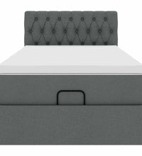 Ottoman-Bett mit Matratze & LEDs Dunkelgrau 100x200 cm Stoff