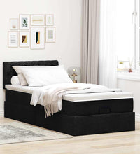 Ottoman-Bett mit Matratze & LEDs Schwarz 100x200 cm Stoff