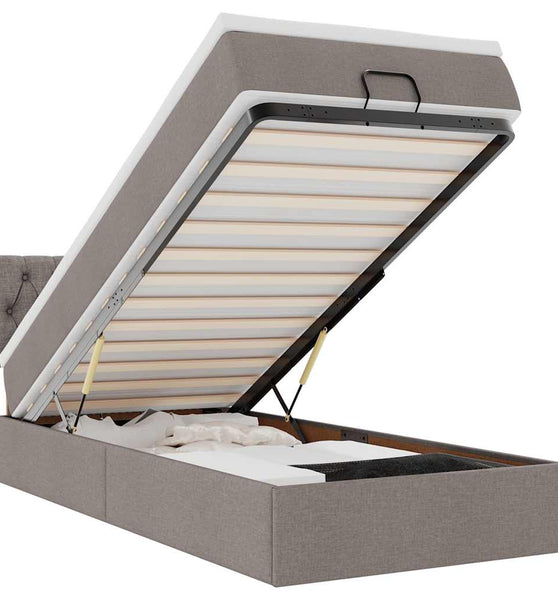 Ottoman-Bett mit Matratze & LEDs Taupe 100x200 cm Stoff