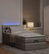 Ottoman-Bett mit Matratze & LEDs Taupe 100x200 cm Stoff