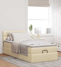 Ottoman-Bett mit Matratze & LEDs Creme 100x200 cm Stoff