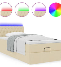 Ottoman-Bett mit Matratze & LEDs Creme 100x200 cm Stoff