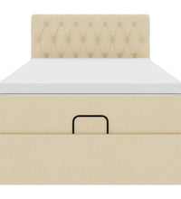Ottoman-Bett mit Matratze & LEDs Creme 100x200 cm Stoff