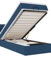 Ottomane Bett mit Matratze & LEDs Blau 100x200 cm Stoff