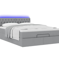 Ottoman-Bett mit Matratze & LEDs Hellgrau 140x200 cm Stoff