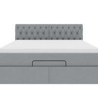 Ottoman-Bett mit Matratze & LEDs Hellgrau 140x200 cm Stoff