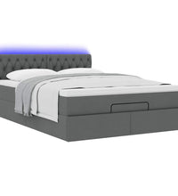 Ottomane Bett mit Matratze & LEDs Dunkelgrau 140x200 cm Stoff