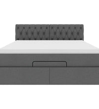 Ottomane Bett mit Matratze & LEDs Dunkelgrau 140x200 cm Stoff