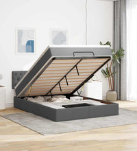 Ottomane Bett mit Matratze & LEDs Dunkelgrau 140x200 cm Stoff