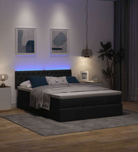 Ottomane Bett mit Matratze & LEDs Schwarz 140x200 cm Stoff