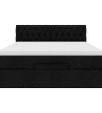 Ottomane Bett mit Matratze & LEDs Schwarz 140x200 cm Stoff