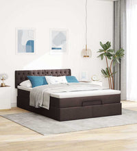 Ottoman-Bett mit Matratze & LEDs Dunkelbraun 140x200 cm Stoff