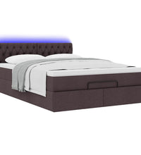 Ottoman-Bett mit Matratze & LEDs Dunkelbraun 140x200 cm Stoff