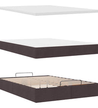 Ottoman-Bett mit Matratze & LEDs Dunkelbraun 140x200 cm Stoff