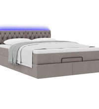 Ottomane Bett mit Matratze & LEDs Taupe 140x200 cm Stoff