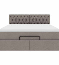 Ottomane Bett mit Matratze & LEDs Taupe 140x200 cm Stoff
