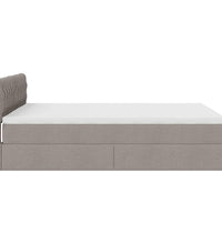 Ottomane Bett mit Matratze & LEDs Taupe 140x200 cm Stoff