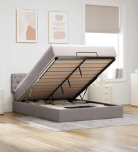 Ottomane Bett mit Matratze & LEDs Taupe 140x200 cm Stoff