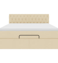 Ottomane Bett mit Matratze & LEDs Creme 140x200 cm Stoff