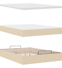 Ottomane Bett mit Matratze & LEDs Creme 140x200 cm Stoff