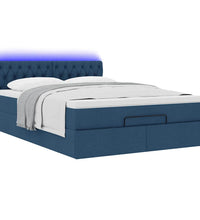 Ottoman-Bett mit Matratze & LEDs Blau 140x200 cm Stoff