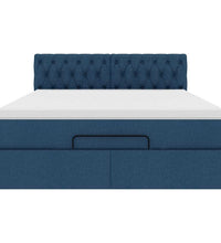Ottoman-Bett mit Matratze & LEDs Blau 140x200 cm Stoff