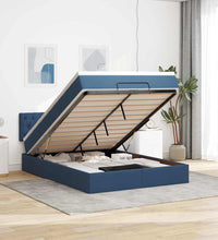 Ottoman-Bett mit Matratze & LEDs Blau 140x200 cm Stoff