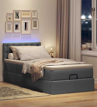 Ottomane Bett mit Matratze & LEDs Dunkelgrau 80x200 cm Stoff