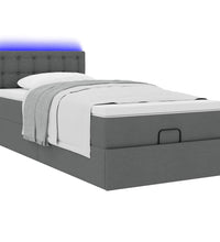 Ottomane Bett mit Matratze & LEDs Dunkelgrau 80x200 cm Stoff