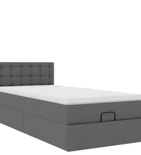 Ottomane Bett mit Matratze & LEDs Dunkelgrau 80x200 cm Stoff