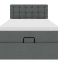 Ottomane Bett mit Matratze & LEDs Dunkelgrau 80x200 cm Stoff