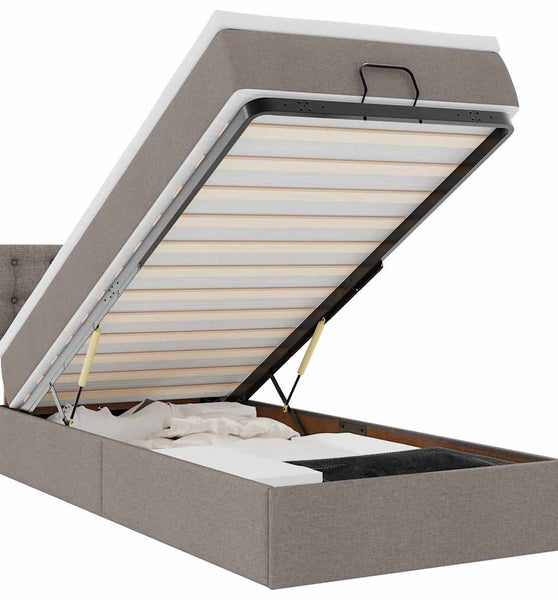 Ottoman-Bett mit Matratze & LEDs Taupe 80x200 cm Stoff