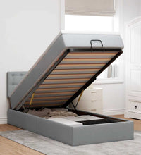 Ottoman-Bett mit Matratze & LEDs Hellgrau 90x190 cm Stoff