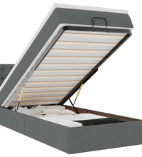 Ottoman-Bett mit Matratze & LEDs Dunkelgrau 90x190 cm Stoff