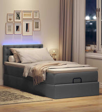 Ottoman-Bett mit Matratze & LEDs Dunkelgrau 90x190 cm Stoff