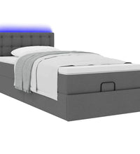 Ottoman-Bett mit Matratze & LEDs Dunkelgrau 90x190 cm Stoff