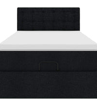 Ottoman-Bett mit Matratze & LEDs Schwarz 90x190 cm Stoff