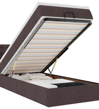 Ottoman-Bett mit Matratze & LEDs Dunkelbraun 90x190 cm Stoff