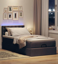 Ottoman-Bett mit Matratze & LEDs Dunkelbraun 90x190 cm Stoff