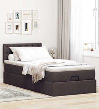 Ottoman-Bett mit Matratze & LEDs Dunkelbraun 90x190 cm Stoff