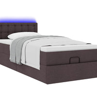 Ottoman-Bett mit Matratze & LEDs Dunkelbraun 90x190 cm Stoff