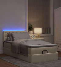 Ottoman-Bett mit Matratze & LEDs Creme 90x190 cm Stoff