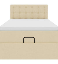 Ottoman-Bett mit Matratze & LEDs Creme 90x190 cm Stoff