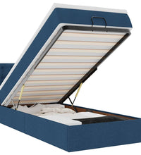 Ottoman-Bett mit Matratze & LEDs Blau 90x190 cm Stoff