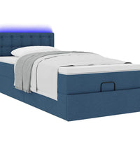 Ottoman-Bett mit Matratze & LEDs Blau 90x190 cm Stoff