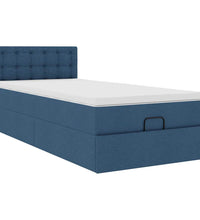 Ottoman-Bett mit Matratze & LEDs Blau 90x190 cm Stoff
